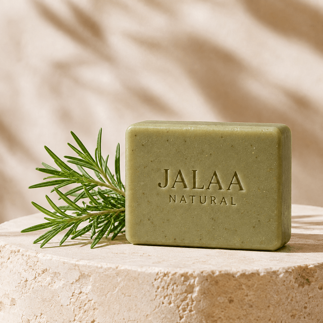 Jalaa Natural Rosemary soap bar with fresh rosemary — Herbal, green and aromatic.
